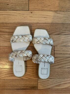 Dolce Vita Braided White and Metallic Slide Sandals
